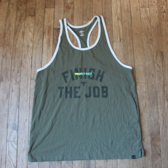 Under Armour Project Rock Finish The Job Tank Top Olive Green XL Mens - Picture 1 of 5